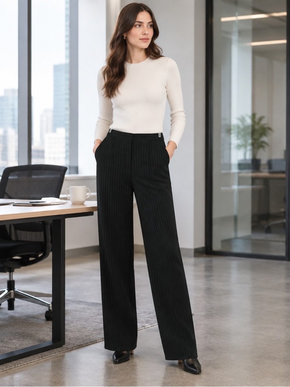 Oscar De La Renta Dress Pants Wool Straight Leg Sz 2 Vintage Designer